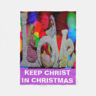 Essence of Christmas With Love of Nativity Scene Fleece Blanket