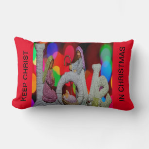 Essence of Christmas With Love of Nativity Scene Lumbar Pillow