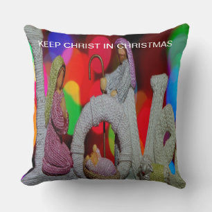 Essence of Christmas With Love of Nativity Scene Throw Pillow
