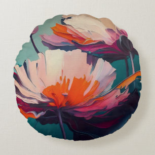Essence Of The Garden III – Luminous Floral Motion Round Pillow