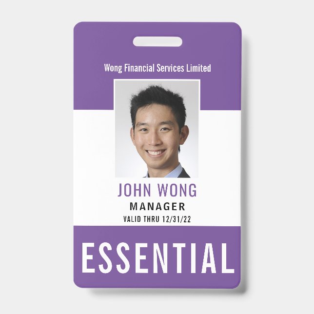Essential Business Logo Employee Photo Badge (Front)