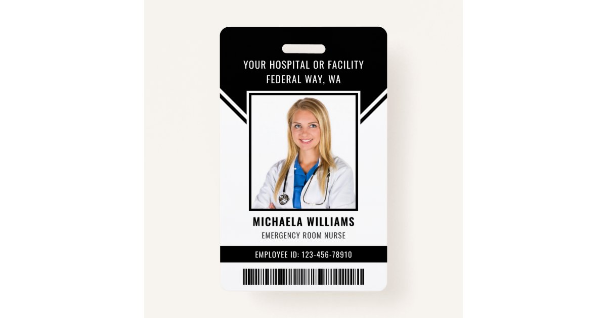 Essential Employee Barcode Photo Security ID Badge Zazzle.ca