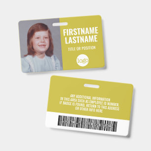 Essential Employee ID Photo, Bar Code, Logo, Name Badge