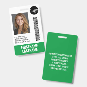 Essential Employee ID Photo, Bar Code, Logo, Title Badge