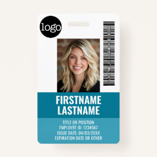Essential Employee ID Photo, Bar Code, Logo, Title Badge
