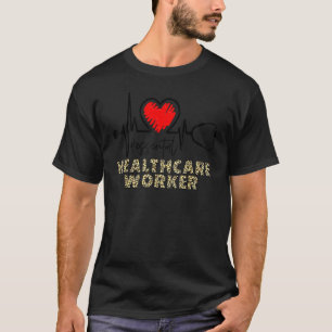 Essential Healthcare Worker Leopard Stethoscope He T-Shirt
