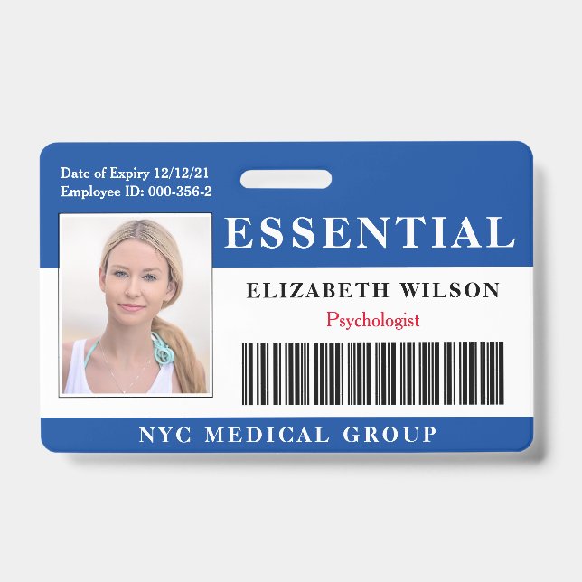 Essential | Modern Employee Photo ID Badge (Front)