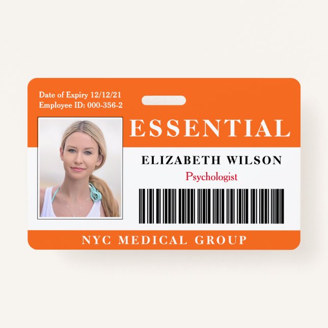 Essential | Modern Employee Photo ID Badge (Front)