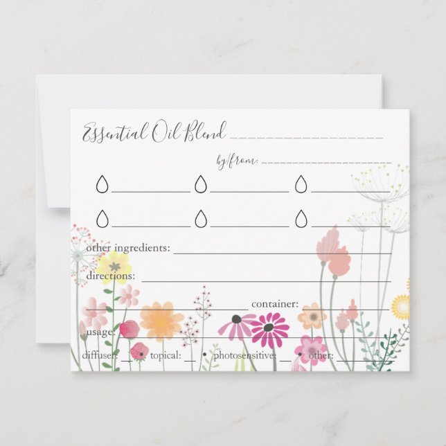 Essential Oil Blends Recipe Directions Card (Front)