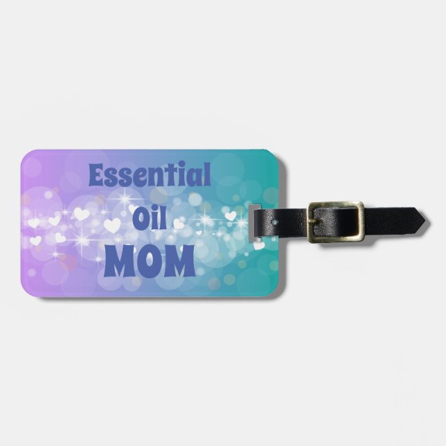 Essential Oil Mom with Custom Text Luggage Tag (Front Horizontal)
