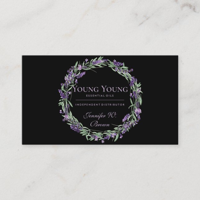 Essential Oils Circle Lavender Frame Business Card (Front)