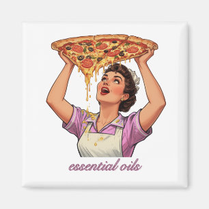 Essential Oils Funny Pizza Illustration Girly Magnet