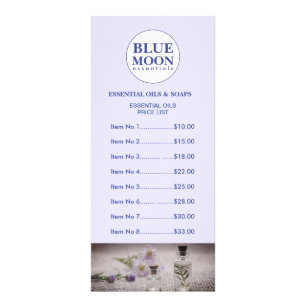 Essential Oils Maker Price List Rack Card