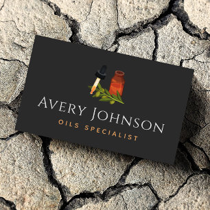 Essential Oils Specialist Bottles & Olives Simple  Business Card