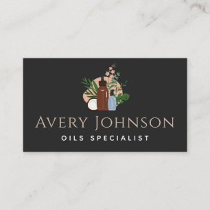 Essential Oils Specialist Bottles & Plants Boho  Business Card