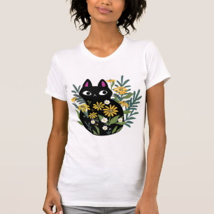Essential T-Shirt, Black cat with flowers designe T-Shirt