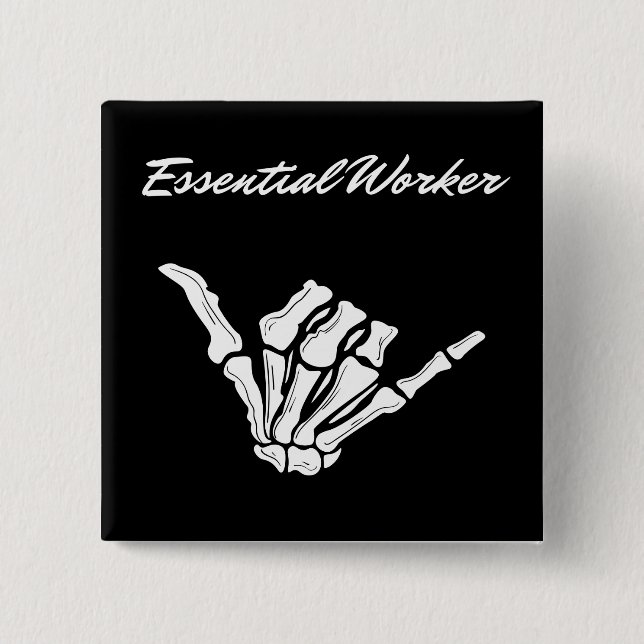 Essential Worker Square 2 Inch Square Button (Front)