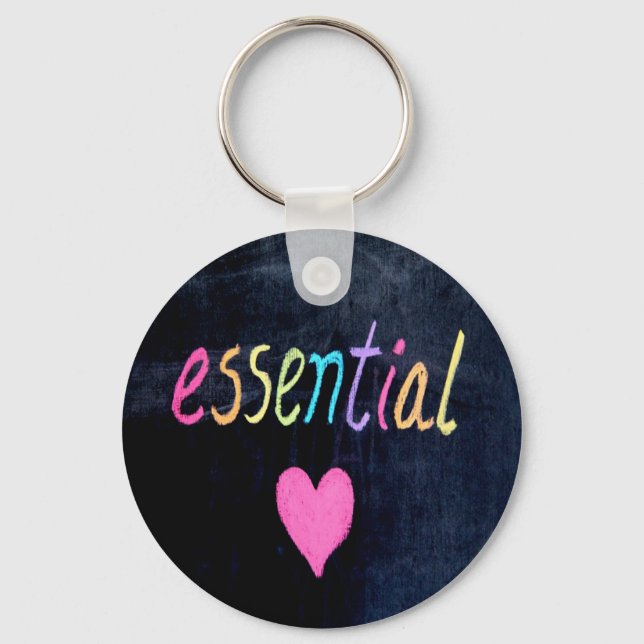 Essential Worker Support Heart on Chalk Board Keychain (Front)