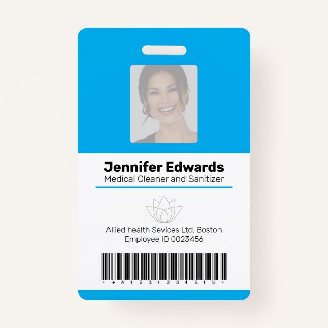 Essential workers identification ID barcode entry Badge (Front)