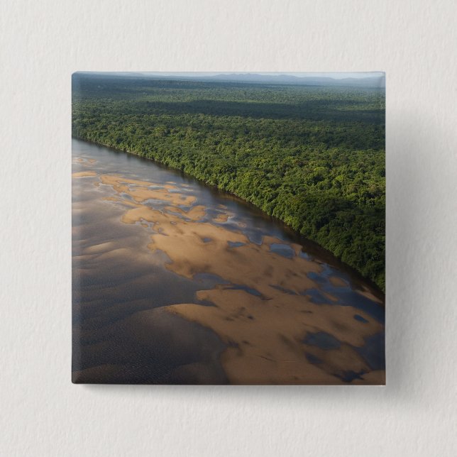 Essequibo River, longest river in Guyana, and 3 2 Inch Square Button (Front)