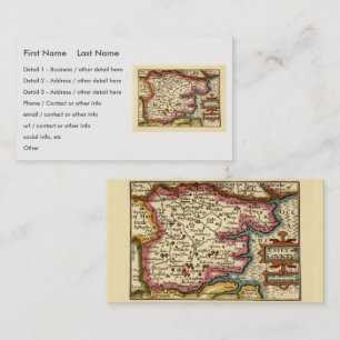 Essex County England Old Antiquarian Atlas Map Business Card