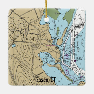 Essex CT Nautical Chart Ceramic Ornament