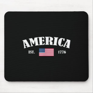 Est 1776 Patriotic Us American Flag 4th Of July Am Mouse Pad