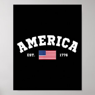 Est 1776 Patriotic Us American Flag 4th Of July Am Poster