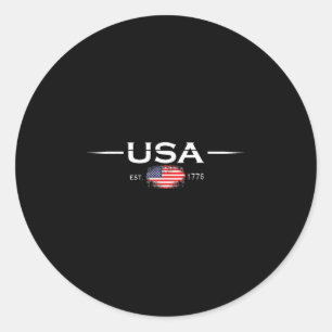 Est 1776 Patriotic Usa Flag 4th Of July America Fu Classic Round Sticker