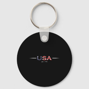 Est 1776 Patriotic Usa Flag 4th Of July America Fu Keychain