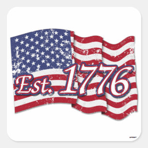 Est. 1776 USA Flag - distressed Square Sticker