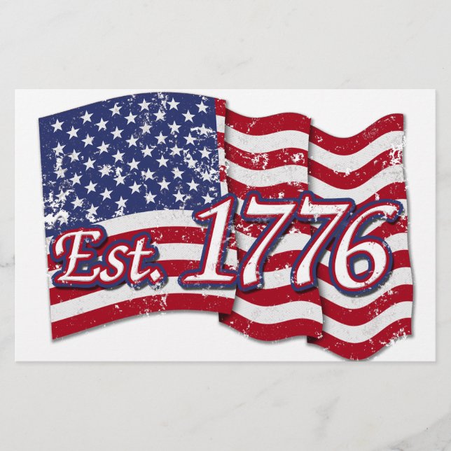 Est. 1776 USA Flag - distressed Stationery (Front)