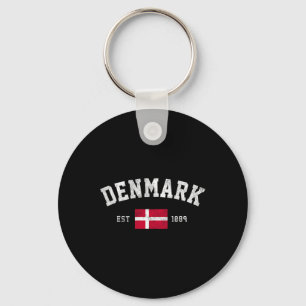 Est. 1889 Danish Flag Independence Day  Keychain