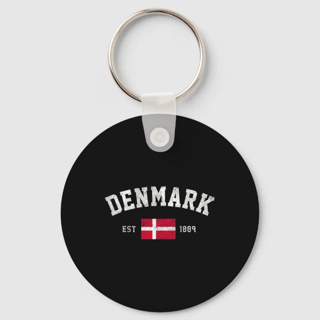 Est. 1889 Danish Flag Independence Day  Keychain (Front)
