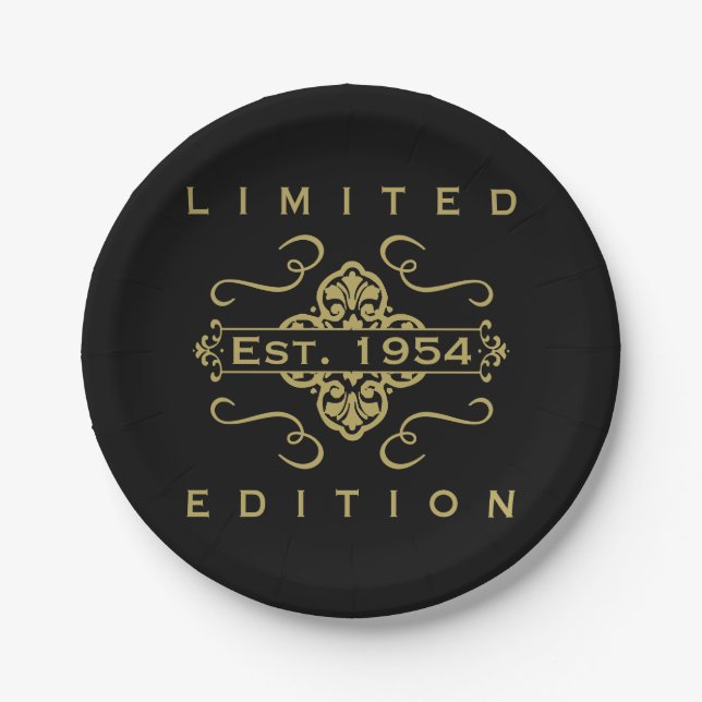 Est. 1954 70th Birthday Paper Plate (Front)