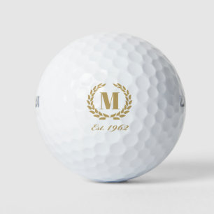 Est. 1962 birthday Monogram Gold Golf Balls