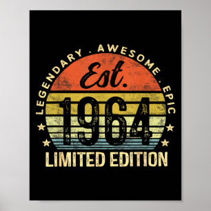Est 1964 Limited Edition 61st Birthday Vintage 61  Poster