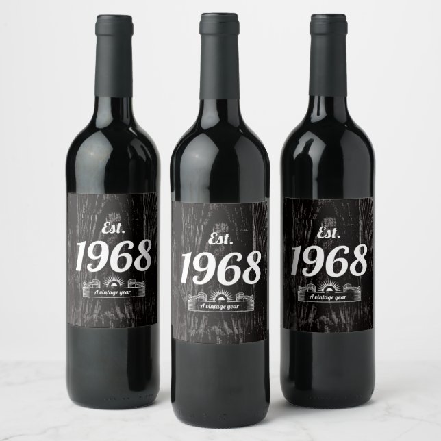 Est. 1968 Une année Vintage Étiquette de vin (Bouteilles)