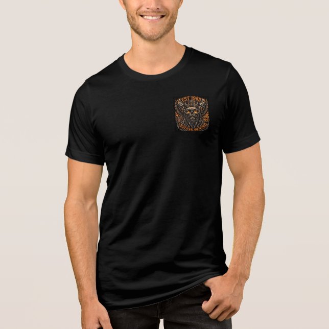 Est 1969 Bearded Skull Biker Tri-Blend Shirt (Front)