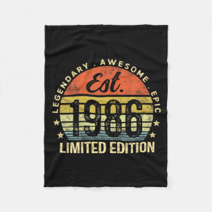 Est 1986 Limited Edition 40th Birthday Vintage 40 Fleece Blanket