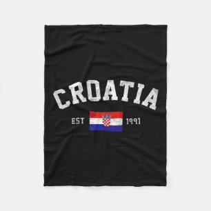 Est. 1991 Croatian Flag Independence Day Fleece Blanket