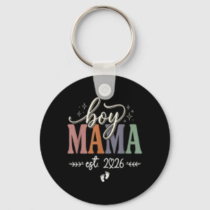 Est 2026 Boy Mama Pregnancy Mom to Be New Mama Keychain