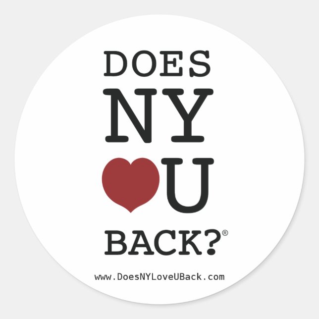 EST-CE QUE NY [HEART] U BACK ?® autocollant (Devant)
