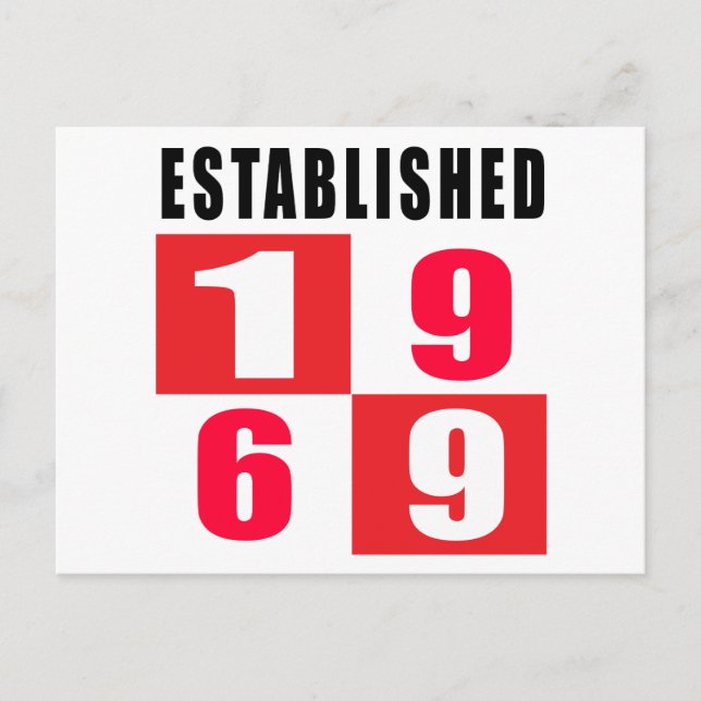 Established 1969 Birthday Designs Postcard (Front)