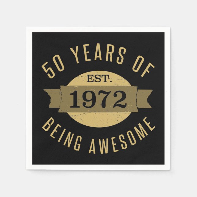 Established 1972 50th Birthday Napkin (Front)