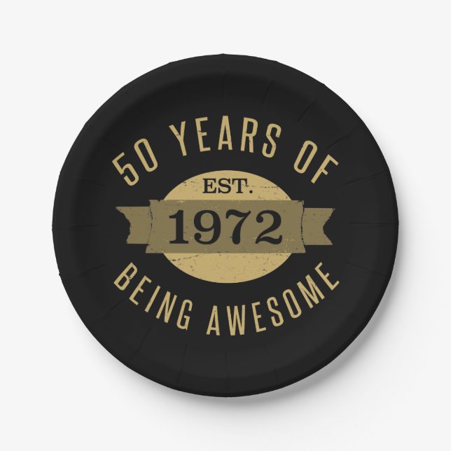 Established 1972 50th Birthday Paper Plate (Front)