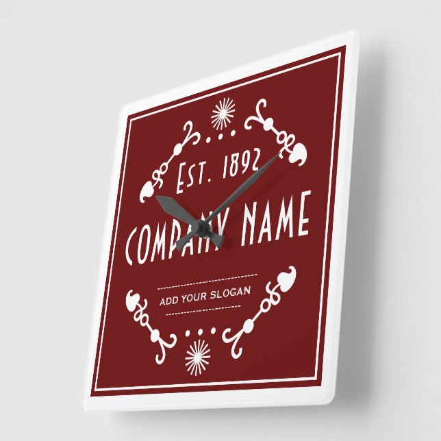 Established Business Name, Decorative Square Wall Clock (Angle)