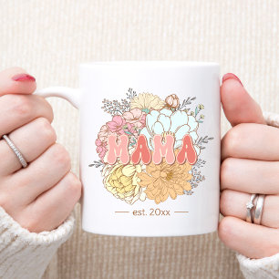 Established Mama, retro flowers, Mom  Coffee Mug