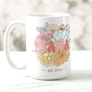 Established Mama, retro flowers, Mom Coffee Mug