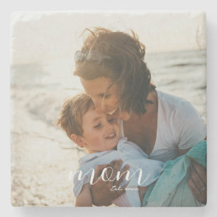 Established 'Mom' Birthday Mother's Day Photo Gift Stone Coaster